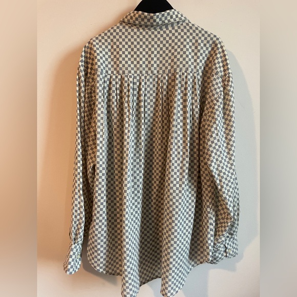 The Great cotton checkered blouse natural grey size S check top shirt - Picture 3 of 5